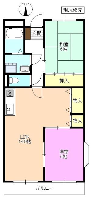 ANSOLEILLE A(2LDK/3階)の間取り写真