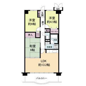 ミーテ・パラッツォII(3LDK/1階)の間取り写真