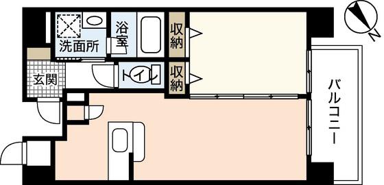 ディアメゾン新白島駅(1LDK/4階)の間取り写真