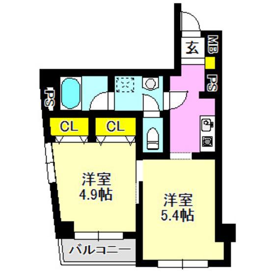 千代田シティハウス(2K/2階)の間取り写真