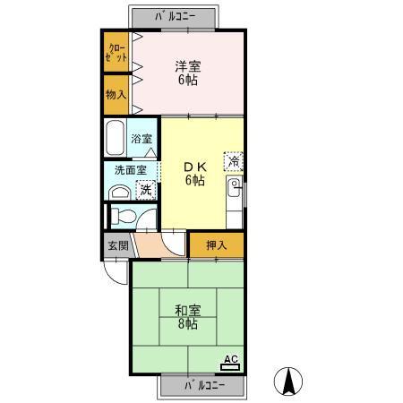 MEGUハイツ(2DK/2階)の間取り写真