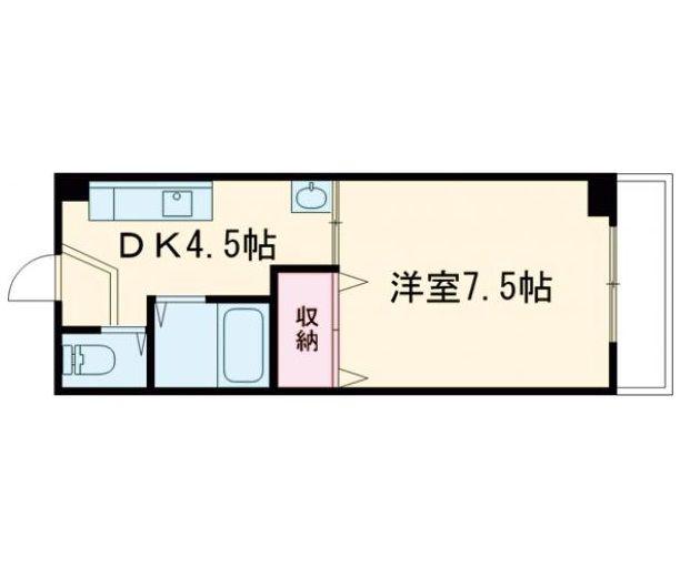 藤原マンション桜井(1DK/3階)の間取り写真