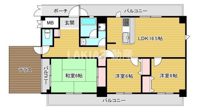 エルセレーノ九条(3LDK/8階)の間取り写真