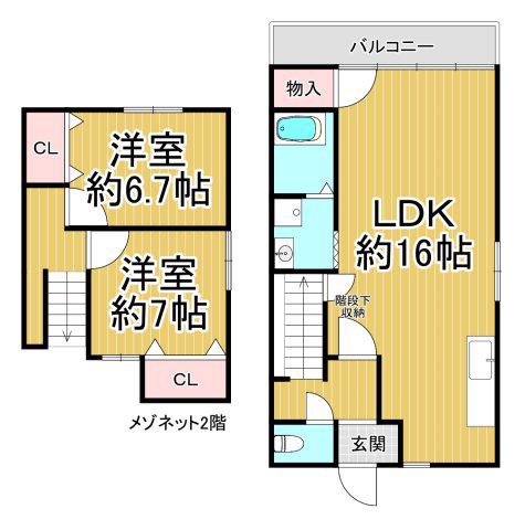 フライブルク瑞穂(2LDK/4階)の間取り写真