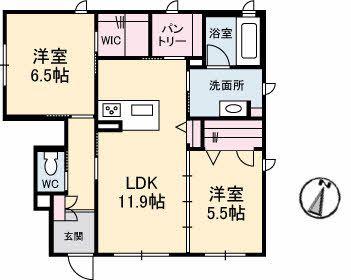 プロヌーブ桜西(2LDK/1階)の間取り写真