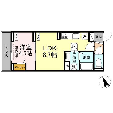 セレスティア鷺宮(1LDK/1階)の間取り写真