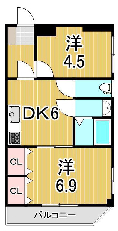 サンヴァレイプラザ(2DK/2階)の間取り写真