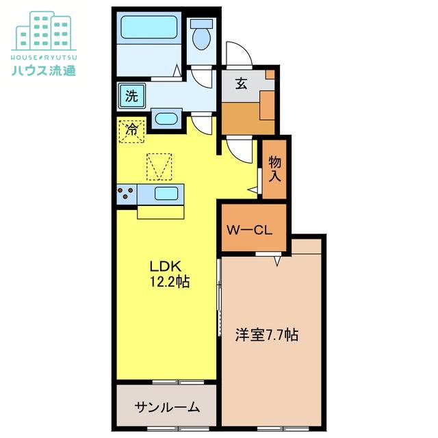 マカニ レア A(1LDK/1階)の間取り写真