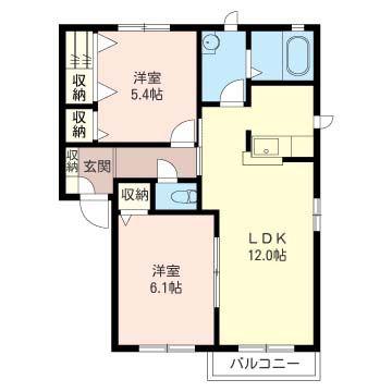 サニーコートダイドーJ(2LDK/2階)の間取り写真