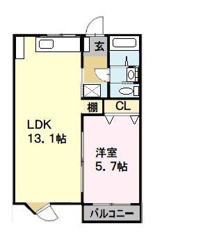 コーポ城西(1LDK/1階)の間取り写真