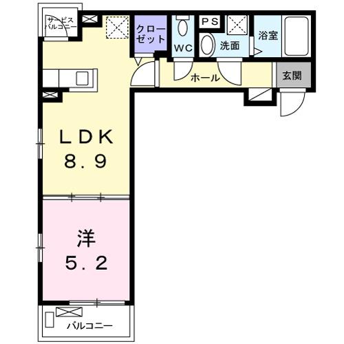 ル・リアン柏の葉II(1LDK/2階)の間取り写真