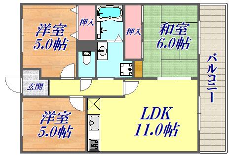 ハイネスコート(3LDK/3階)の間取り写真