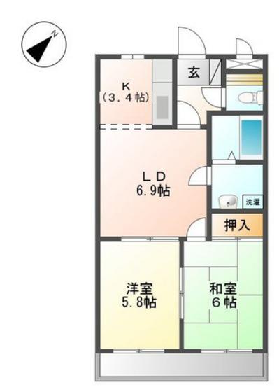 プロニティマイス(2LDK/1階)の間取り写真