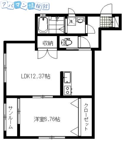 LOVE&PEASEIV(1LDK/1階)の間取り写真