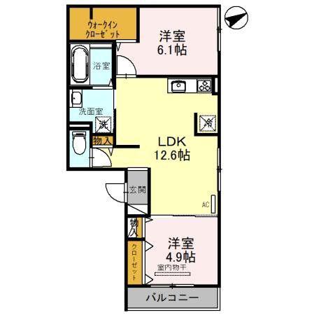 地下鉄谷町線 八尾南駅 徒歩14分 3階建 築4年(2LDK/1階)の間取り写真
