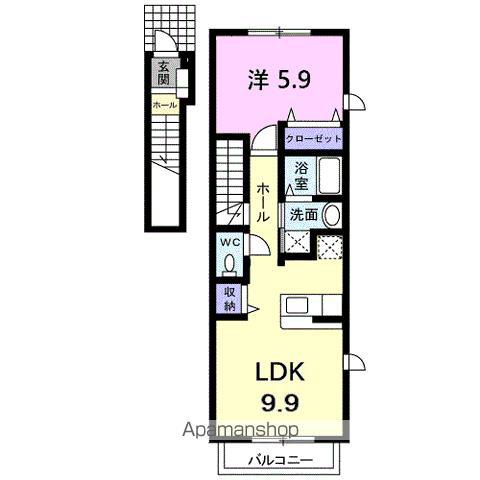 シェトワ(1LDK/2階)の間取り写真