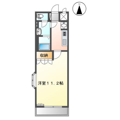 グランレーブ II(1K/2階)の間取り写真