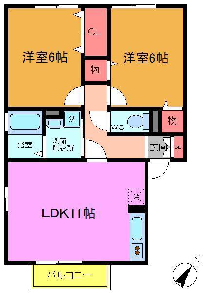 カサベルテ(2LDK/2階)の間取り写真