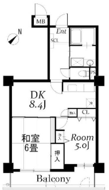 ドルミ若葉(2DK/8階)の間取り写真