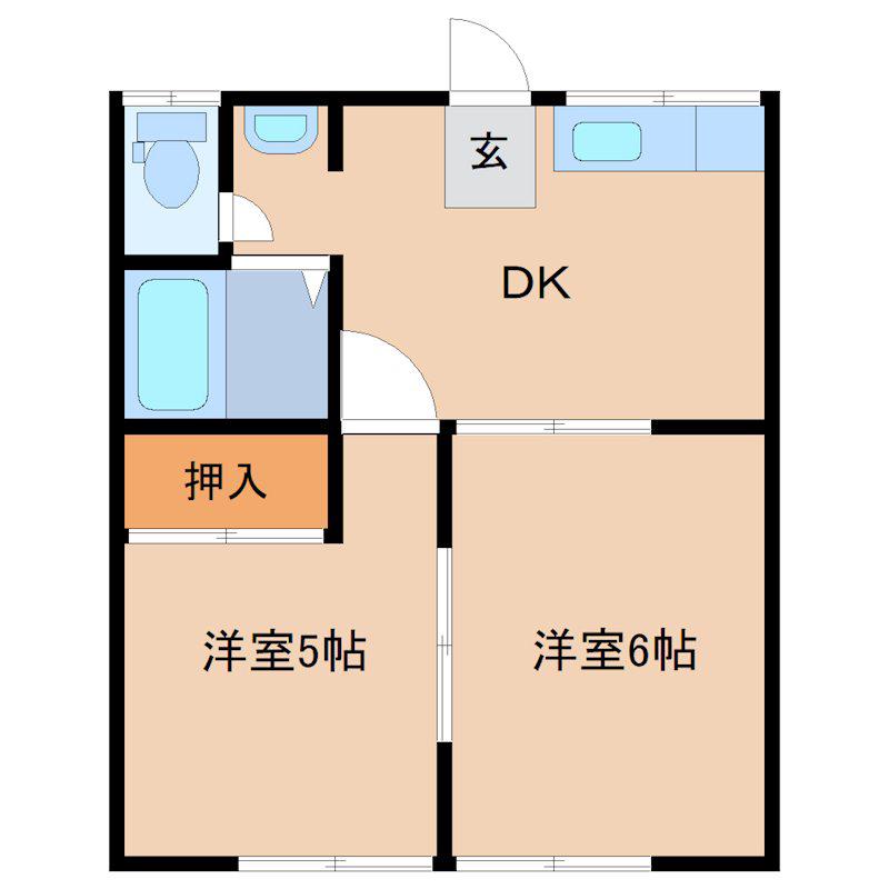 サンコーポ栄町(2DK/2階)の間取り写真