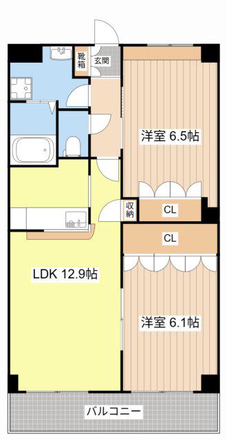 エルアールK(2LDK/3階)の間取り写真