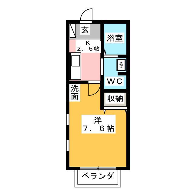 カモミールBELL(1K/2階)の間取り写真