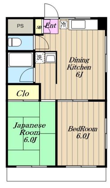 山本ビル(2DK/3階)の間取り写真