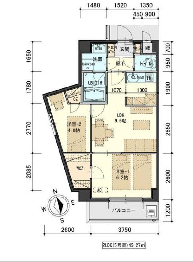 しゃとれ梅田町(2LDK/2階)の間取り写真