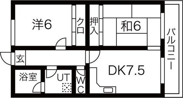 ハミングハイツ(2DK/3階)の間取り写真