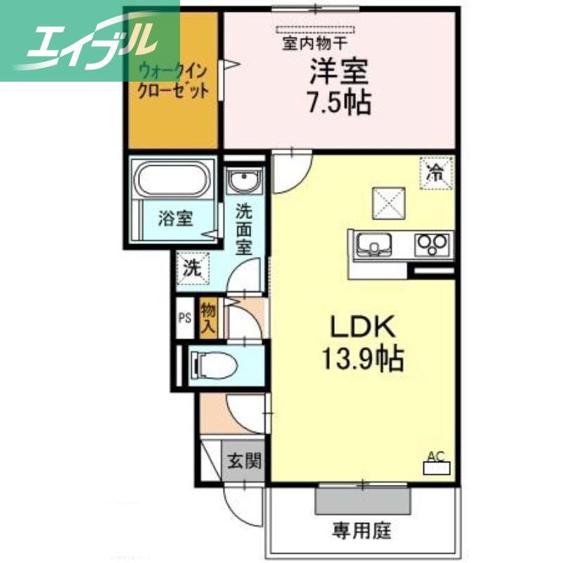 ソレイユ 2番館(1LDK/1階)の間取り写真