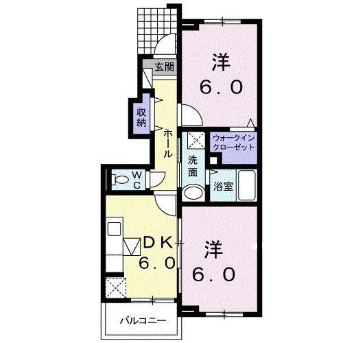 フィオーレ(2DK/1階)の間取り写真