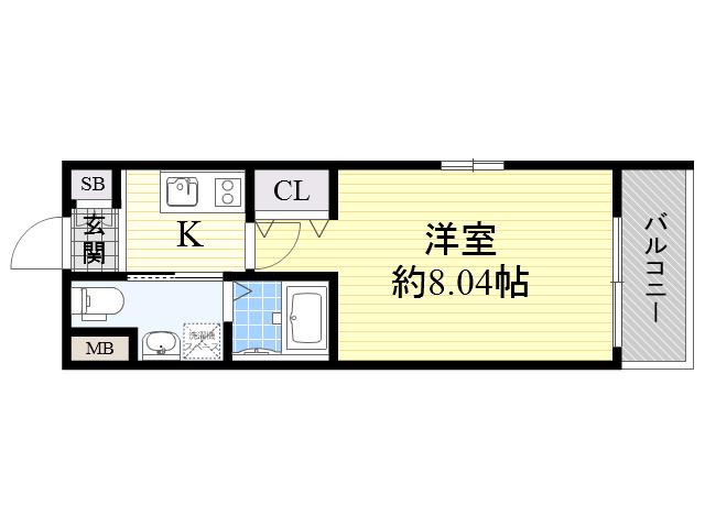 LIVE CASA千林大宮(1K/1階)の間取り写真