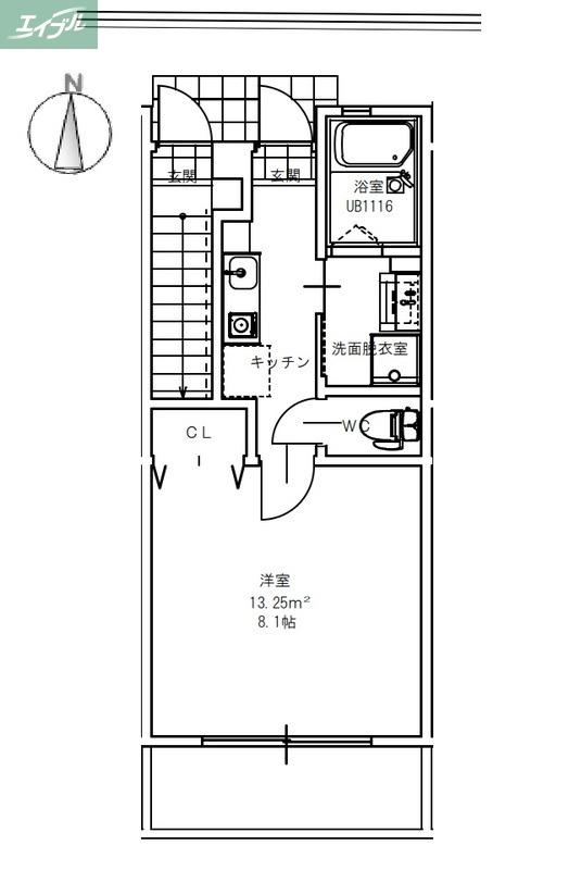 MOCO BRUNO(1K/1階)の間取り写真