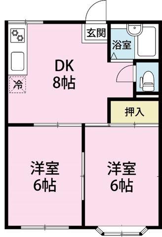 エメラルド紺屋AB(2DK/2階)の間取り写真