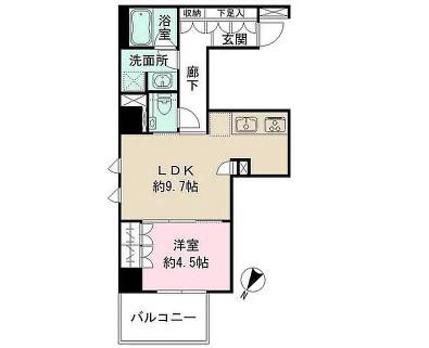 ガーラ・レジデンス日本橋水天宮(1LDK/2階)の間取り写真