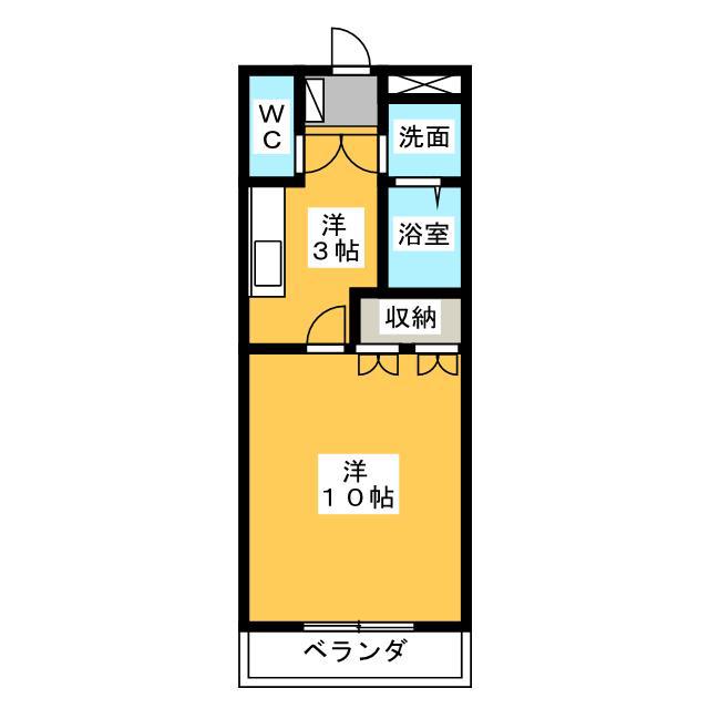 アシューレ(1K/1階)の間取り写真