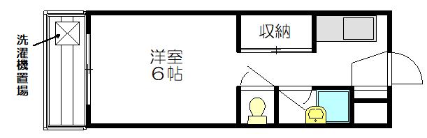 タカハシビル(1K/4階)の間取り写真