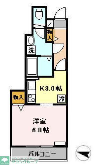 プリヴェール成城(1K/1階)の間取り写真