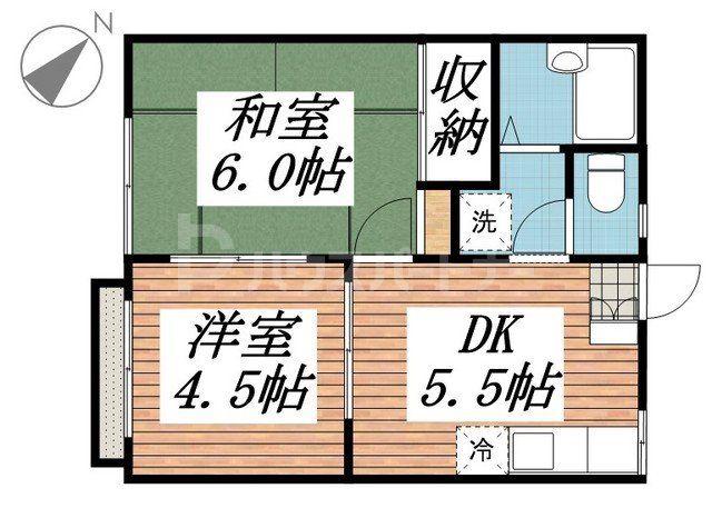 コーポアサヒ(2DK/2階)の間取り写真