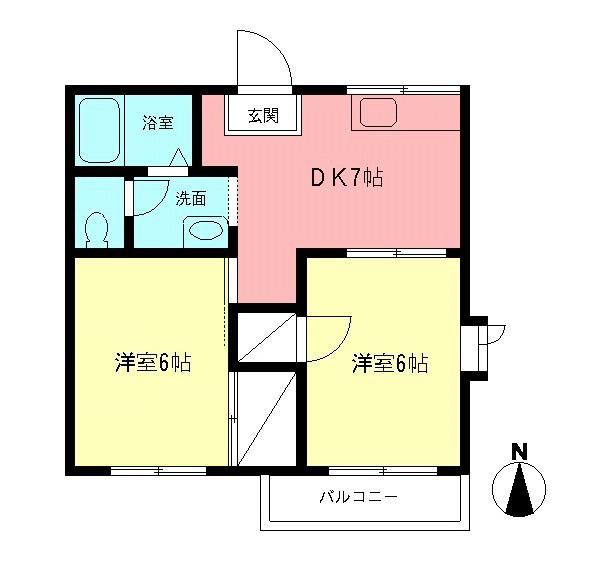 デガジェ K(2DK/1階)の間取り写真