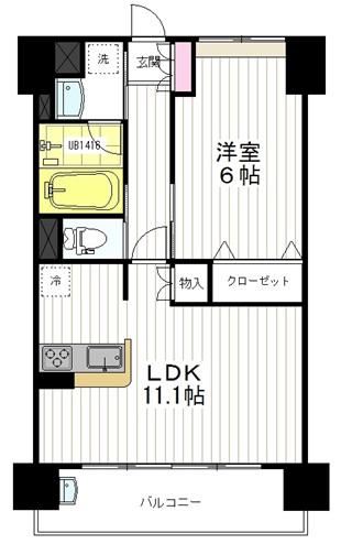 アモローソ仙台駅東(1LDK/9階)の間取り写真
