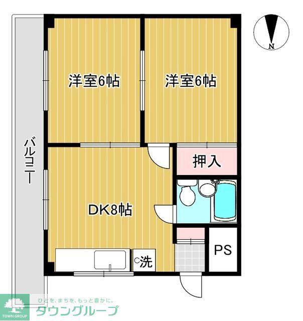 シンユーコーポ(2DK/3階)の間取り写真