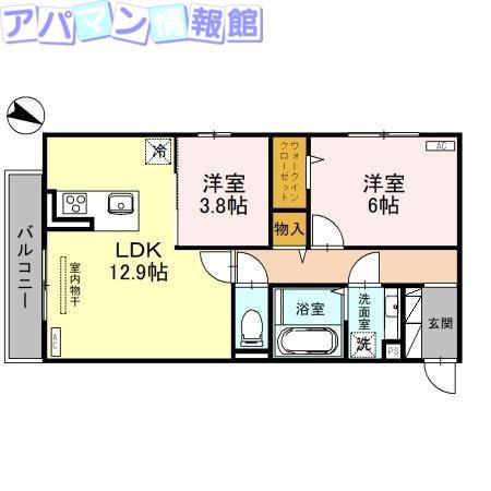 HANANO・SAYUME(2LDK/3階)の間取り写真