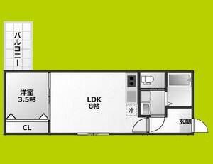 アプローズ新深江(1LDK/3階)の間取り写真