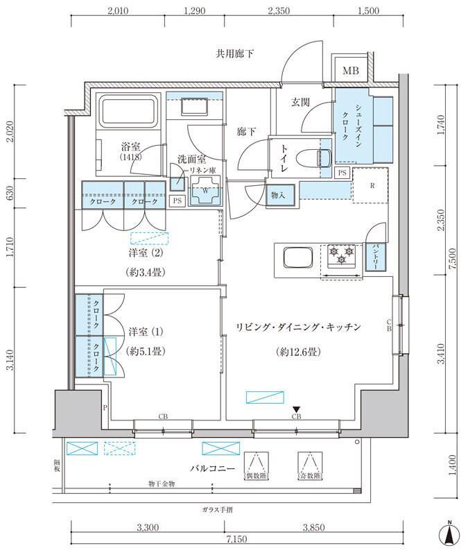 パークアクシス池袋イースト(2LDK/9階)の間取り写真