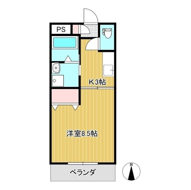 カレントすさい(1K/3階)の間取り写真