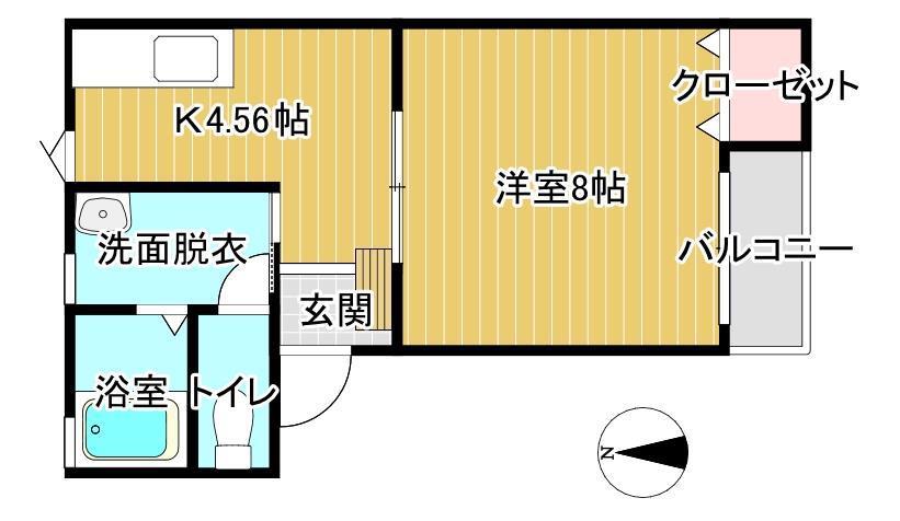 ソレアードN(1K/2階)の間取り写真