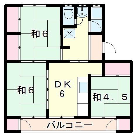 ロイヤルハイツ野洲(2LDK/1階)の間取り写真