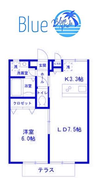 ハイタウンB(1LDK/1階)の間取り写真