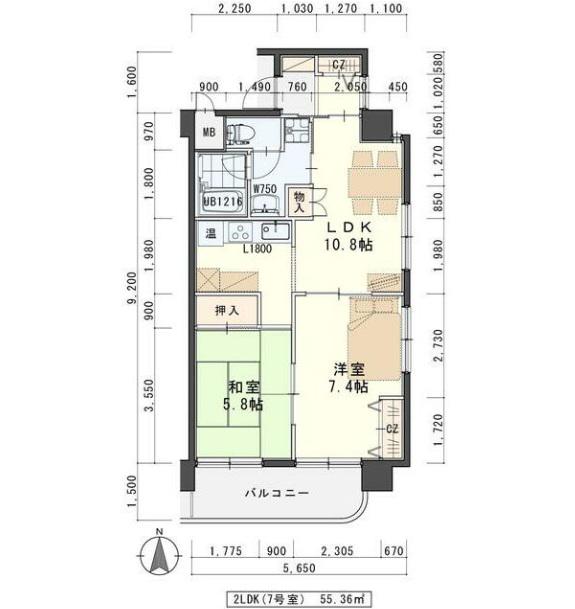 SENDAI忠恕館(2LDK/5階)の間取り写真